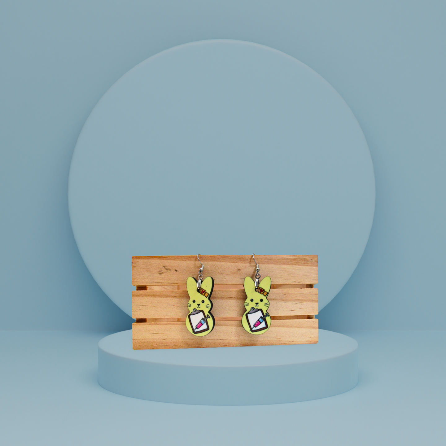 Nursing Themed Bunny Shaped Sublimated Earrings