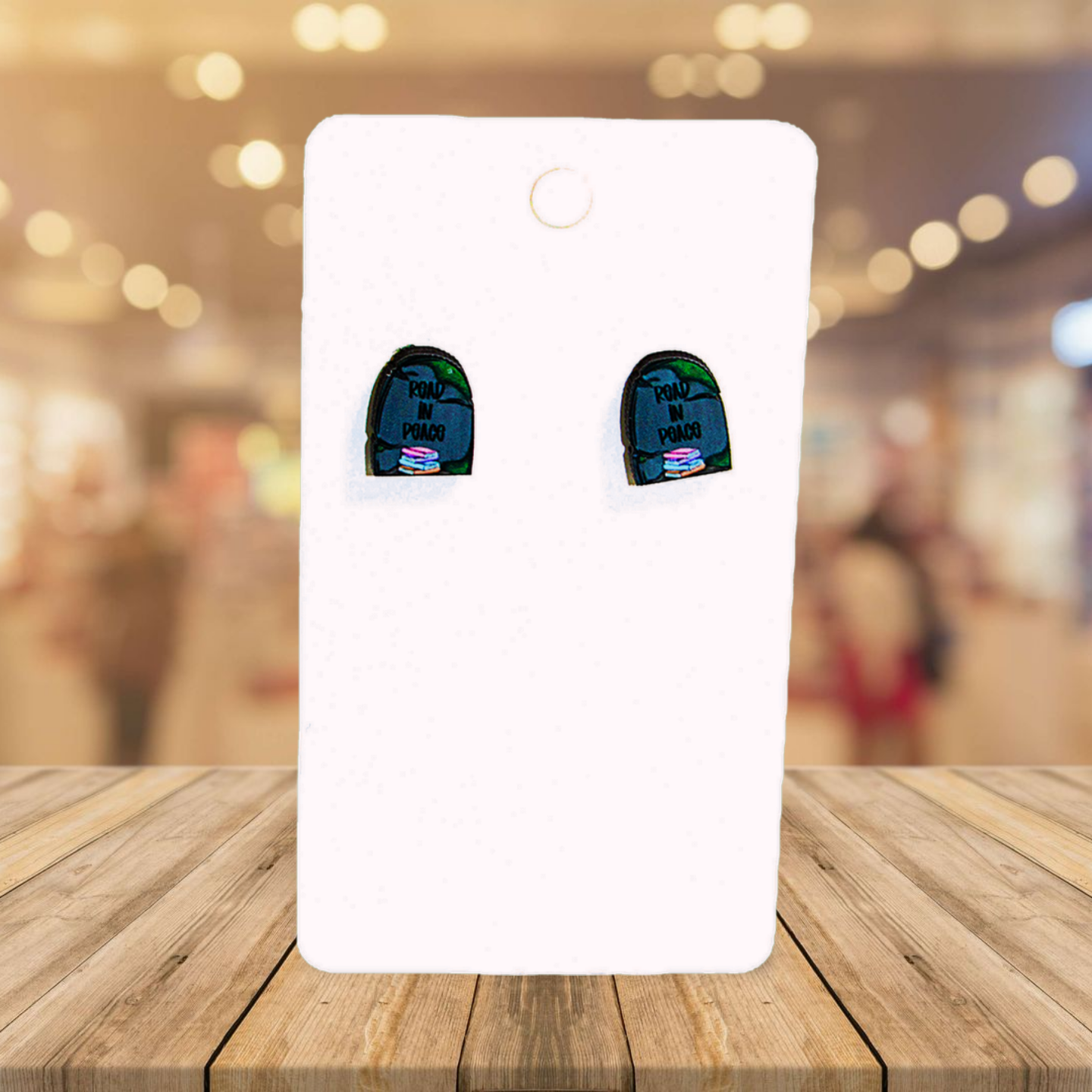 Grave Stone Shaped Sublimated Stud Earrings