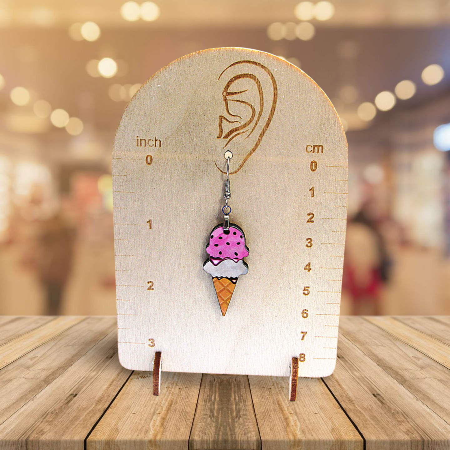 Ice Cream Shaped Sublimated Earrings
