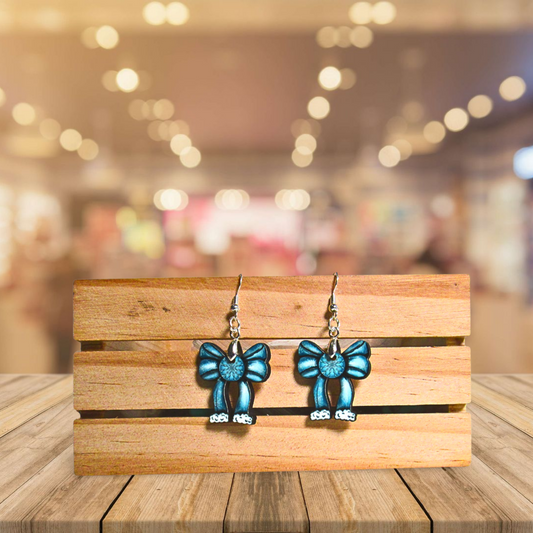 Christmas Bow Shaped Sublimated Earrings 1 inch