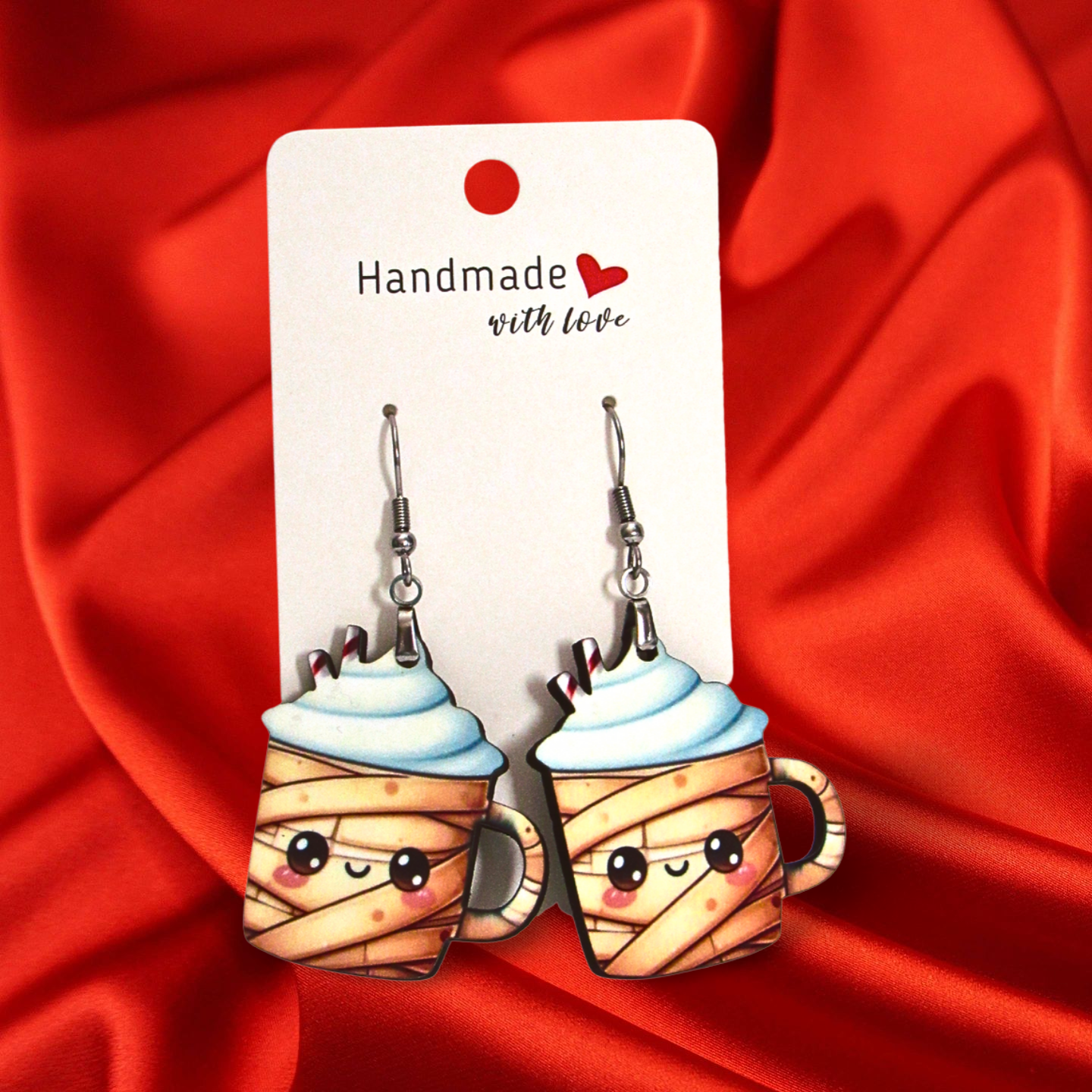 Latte Mug Shaped Sublimated Earrings 1.5 inch MDF