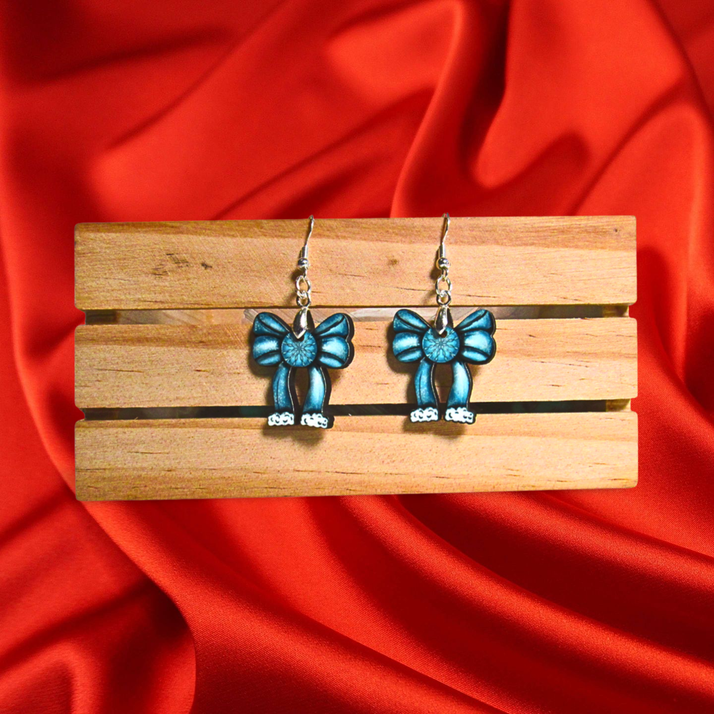 Christmas Bow Shaped Sublimated Earrings 1 inch