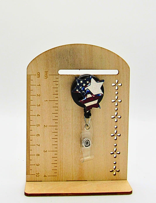 MDF-Triple Star Shaped Sublimated Badge Reel Holder