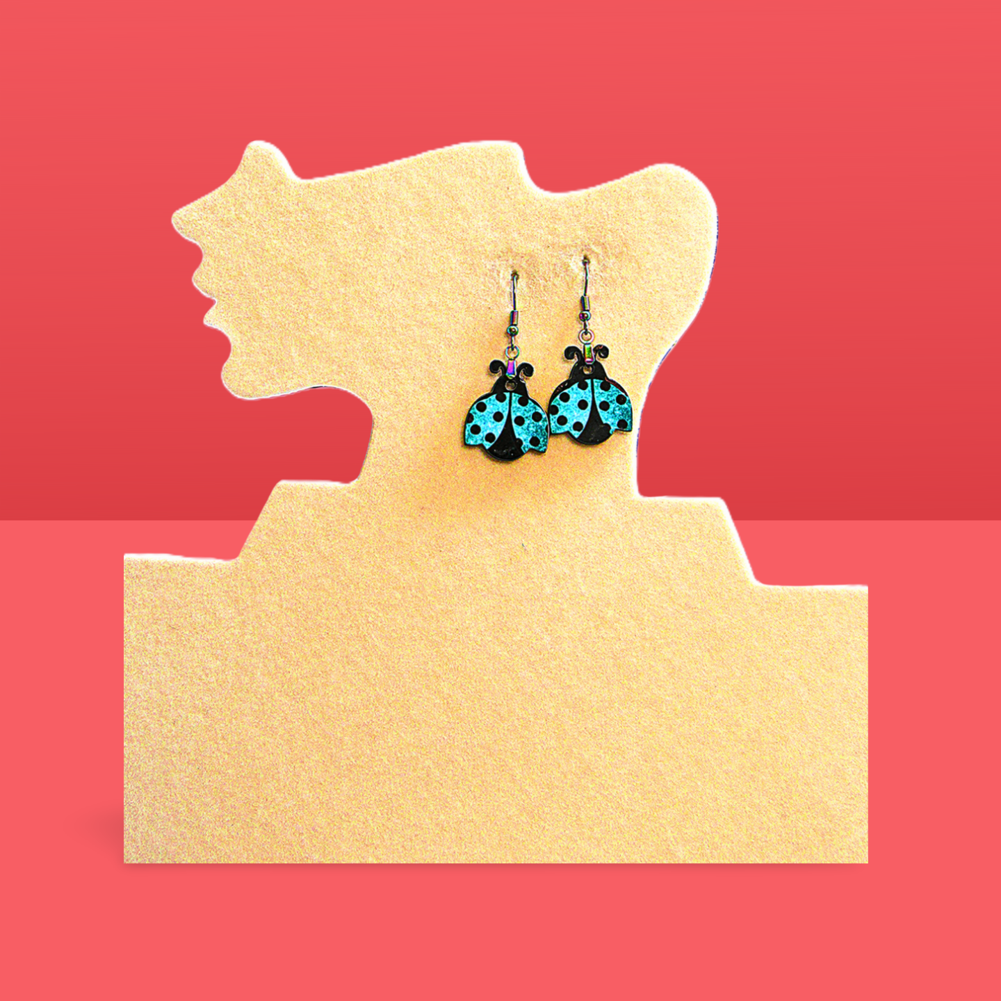 Ladybug Shaped Sublimated Earrings 1 inch