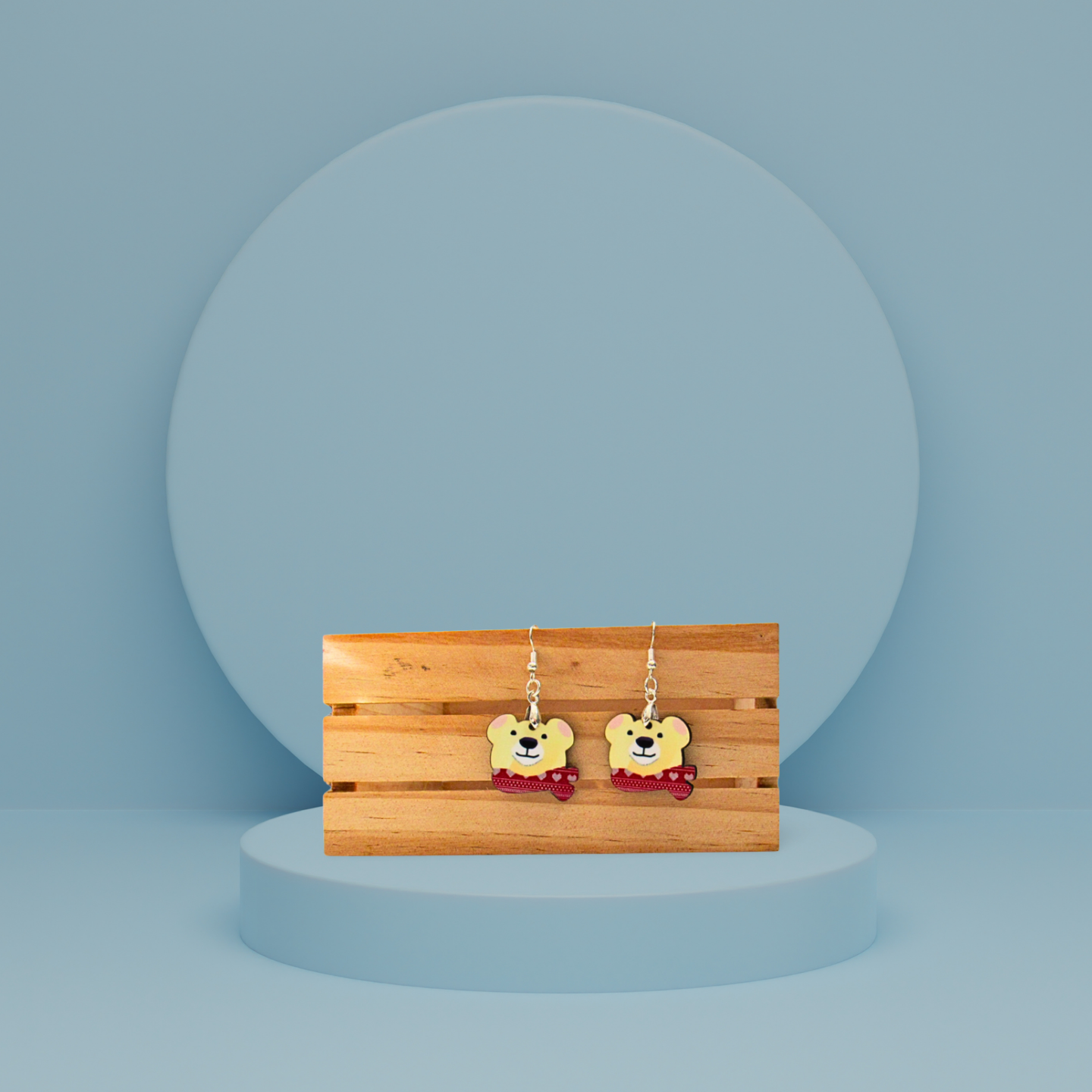 Polar Bear Head Shaped Sublimated Earrings