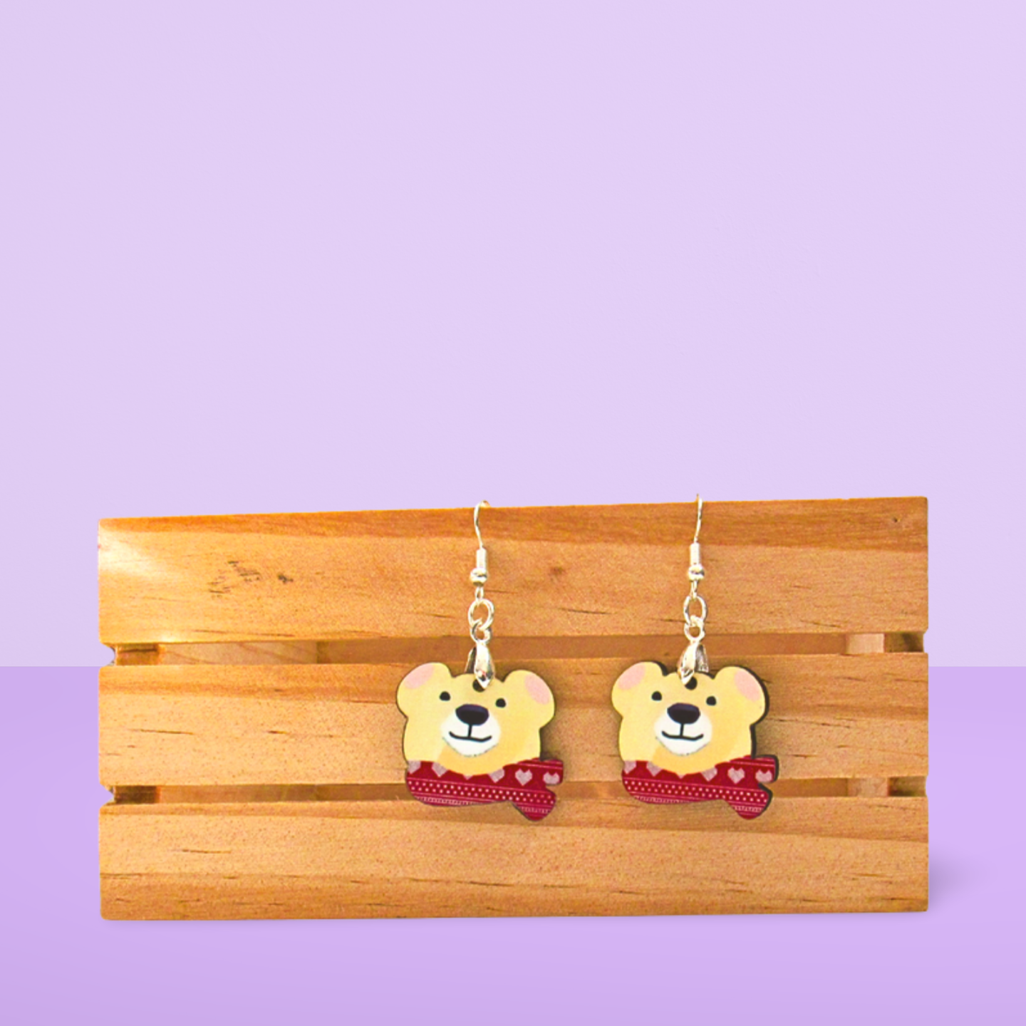 Polar Bear Head Shaped Sublimated Earrings