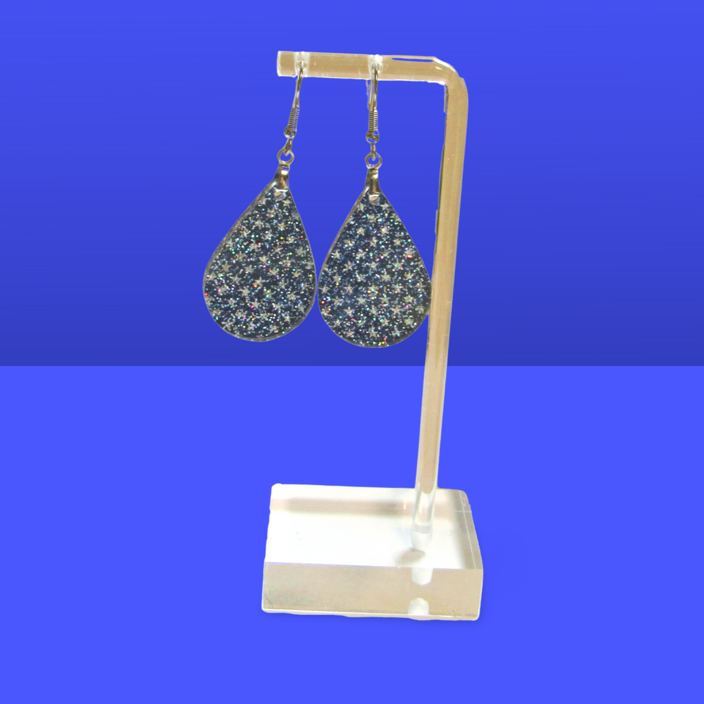 Glitter Acrylic Teardrop Shaped Sublimated Earrings 1.5 inch