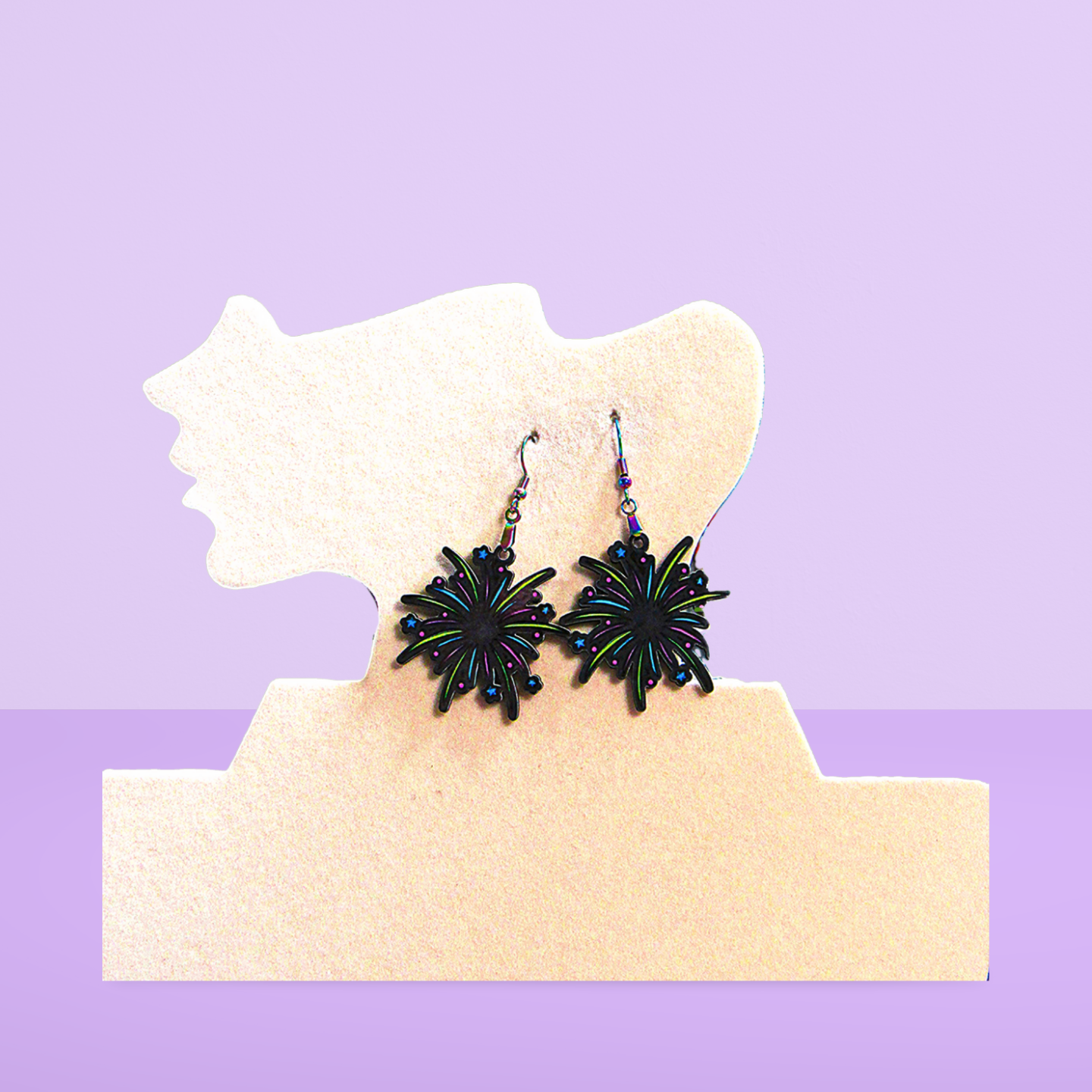 Fireworks Shaped Sublimated Earrings 1.5 inch