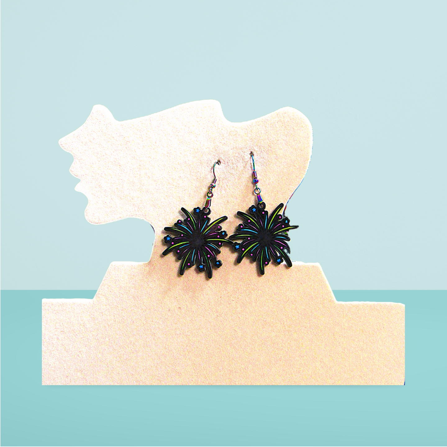 Fireworks Shaped Sublimated Earrings 1.5 inch