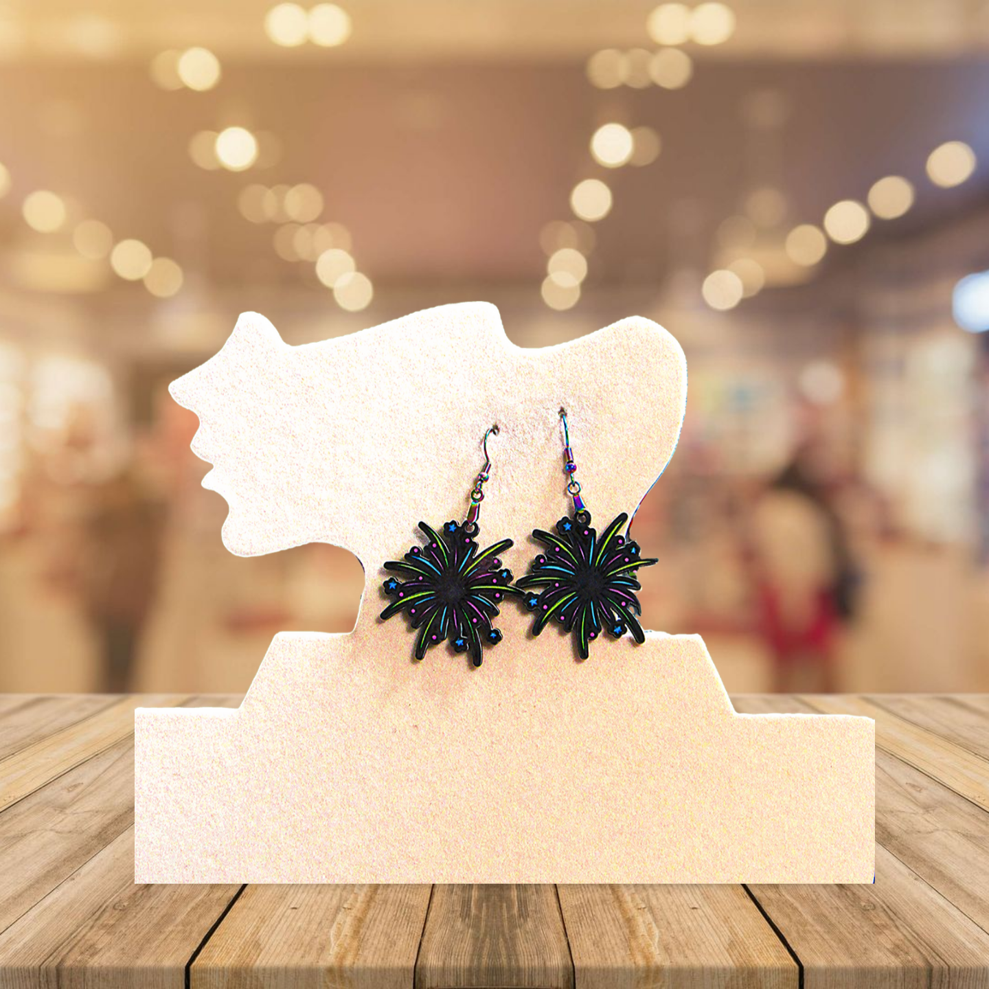 Fireworks Shaped Sublimated Earrings 1.5 inch