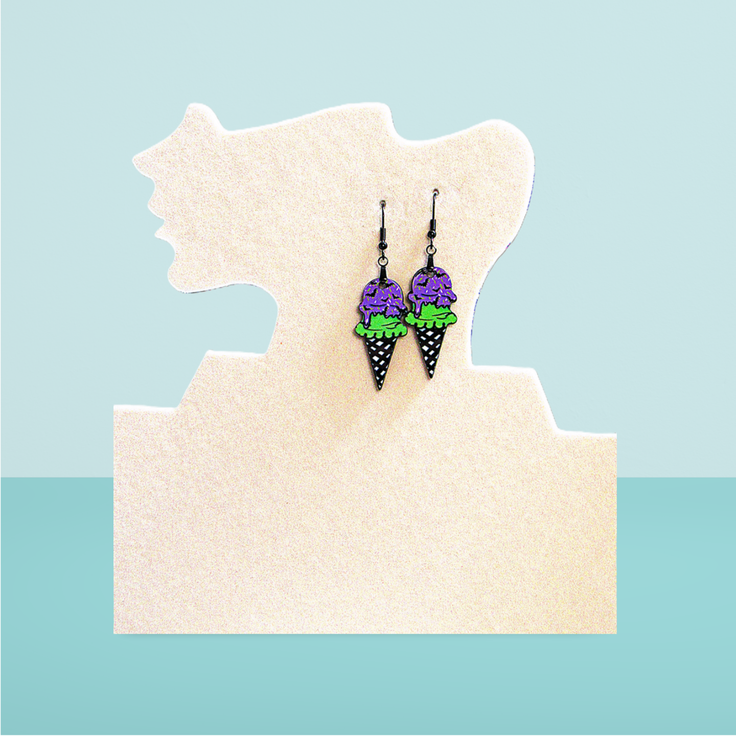 Ice Cream Cone Shaped Sublimated Earrings 1.5 inch