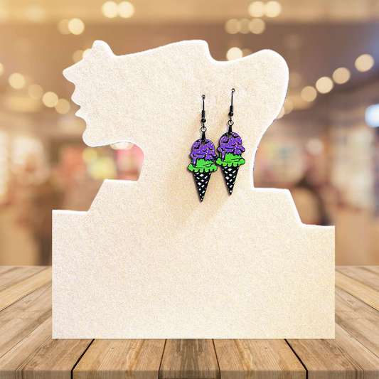 Ice Cream Cone Shaped Sublimated Earrings 1.5 inch