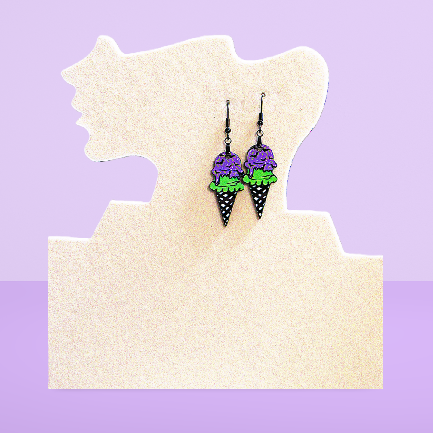 Ice Cream Cone Shaped Sublimated Earrings 1.5 inch