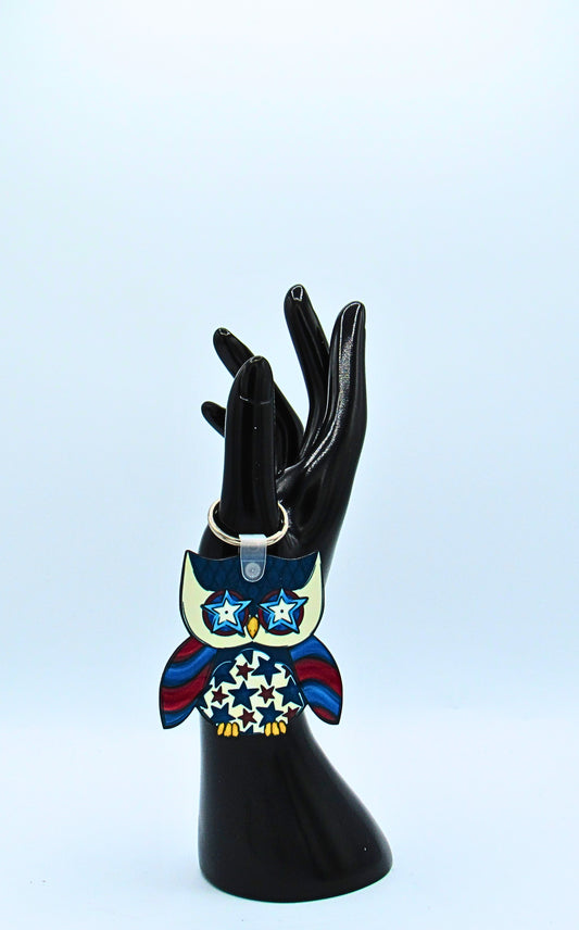 MDF-Owl Shaped Sublimated KeyChain (Patriotic)