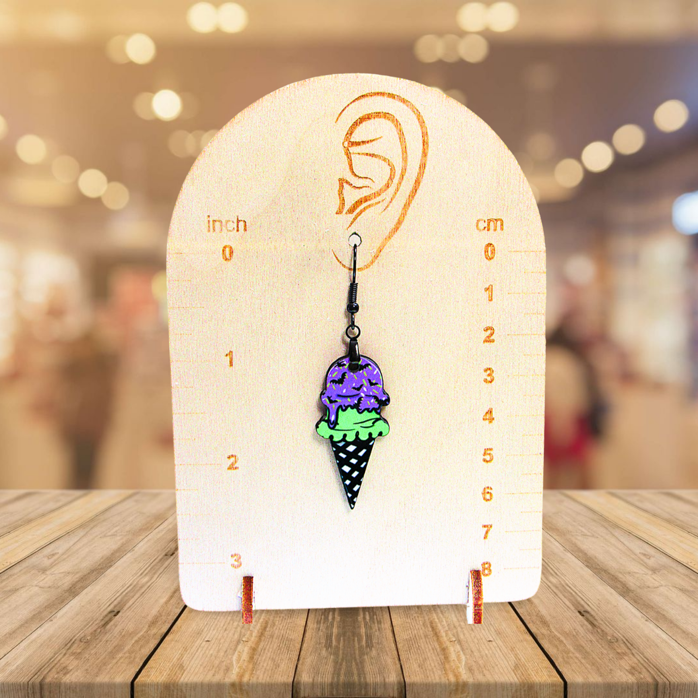 Ice Cream Cone Shaped Sublimated Earrings 1.5 inch