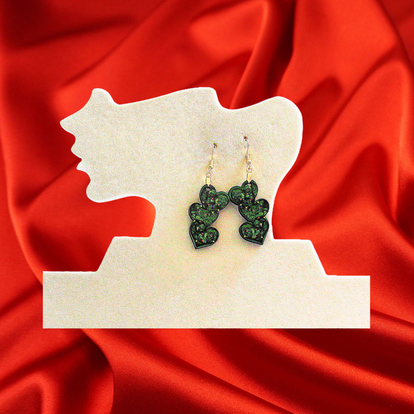 Triple Heart Shaped Sublimated Earrings