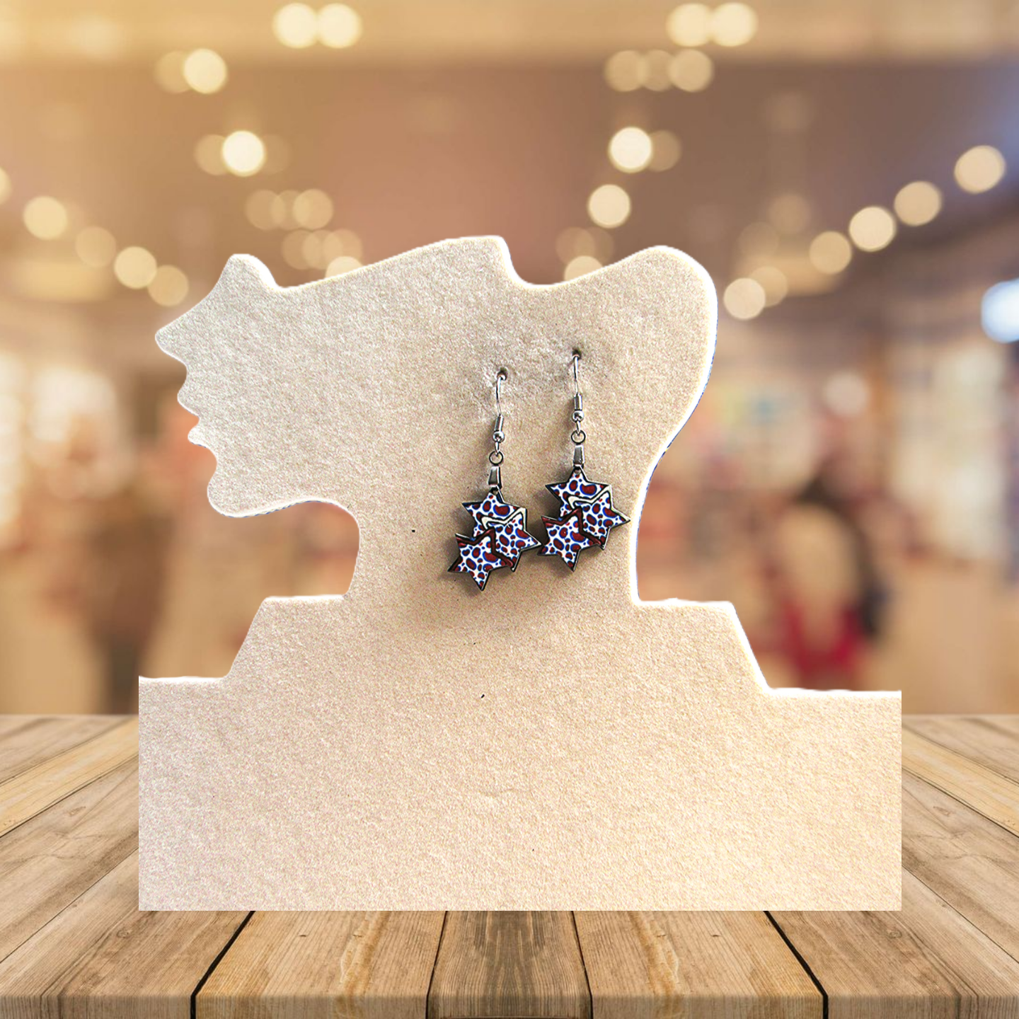 Triple Star Shaped Sublimated Earrings 1 in.