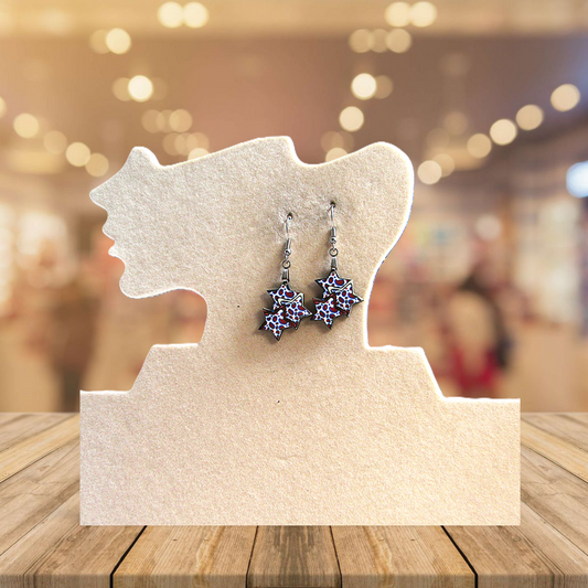 Triple Star Shaped Sublimated Earrings 1 in.