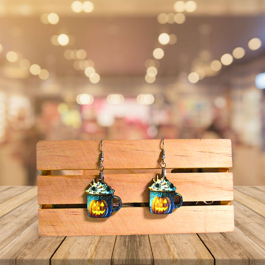 Latte Mug Shaped Sublimated Earrings 1 inch MDF