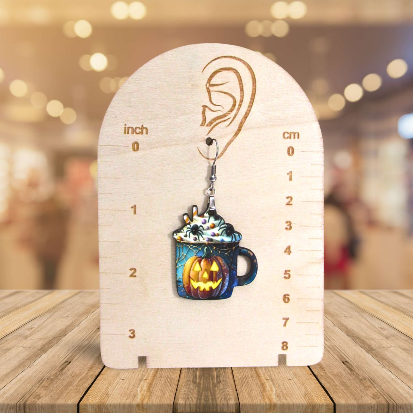 Latte Mug Shaped Sublimated Earrings 1.5 inch MDF