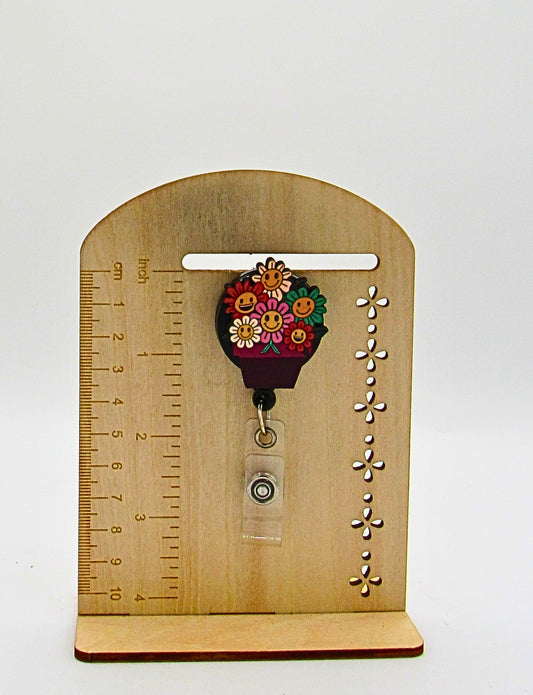MDF-Flowers in Pot Shaped Sublimated Badge Reel