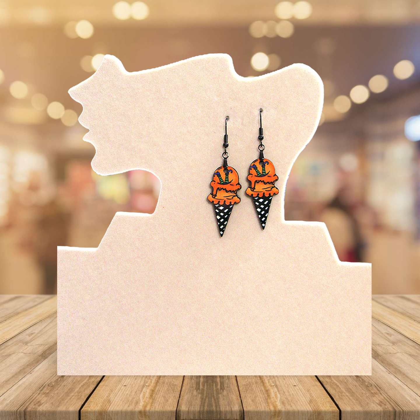 Ice Cream Cone Shaped Sublimated Earrings 1.5 inch