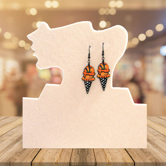 Ice Cream Cone Shaped Sublimated Earrings 1.5 inch