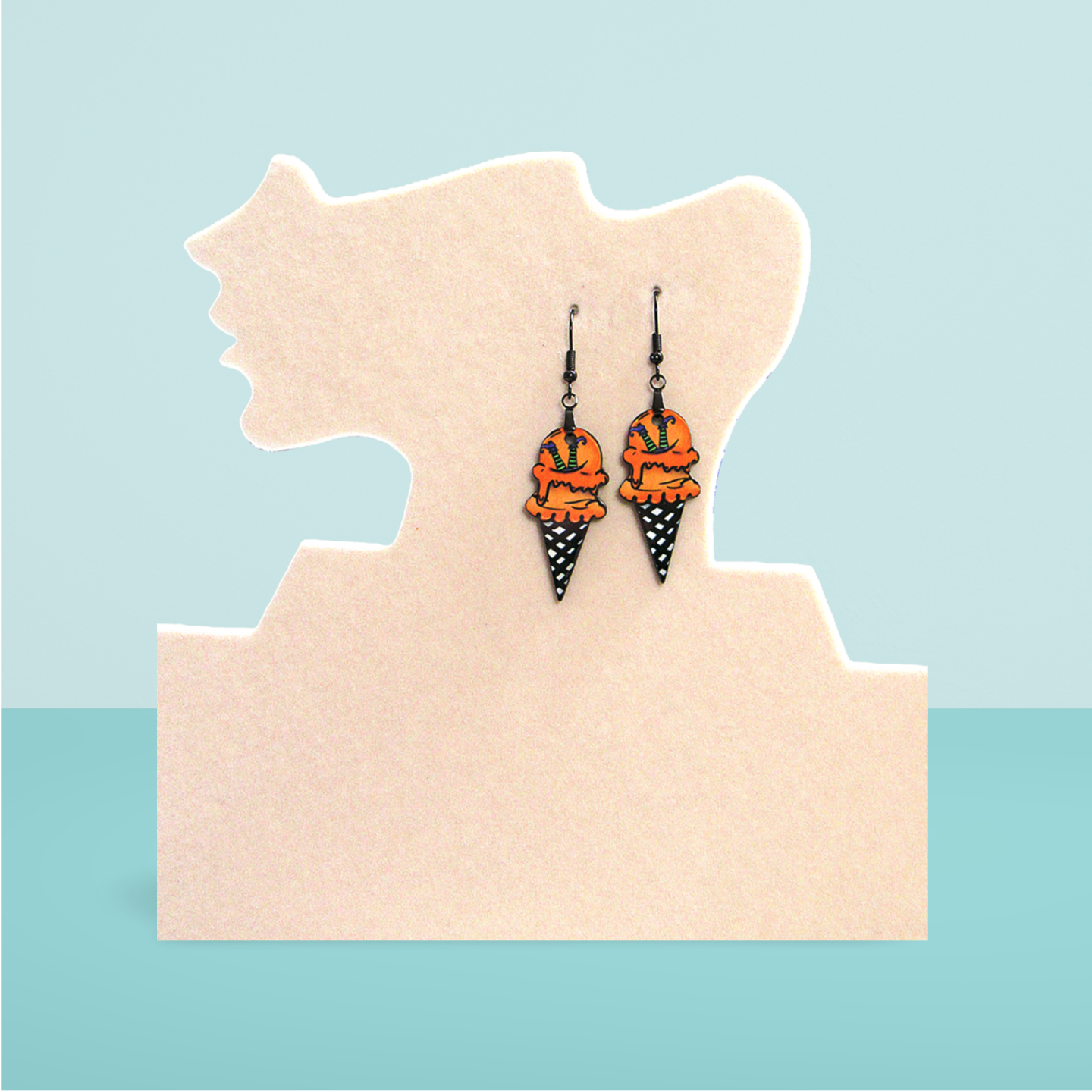 Ice Cream Cone Shaped Sublimated Earrings 1.5 inch