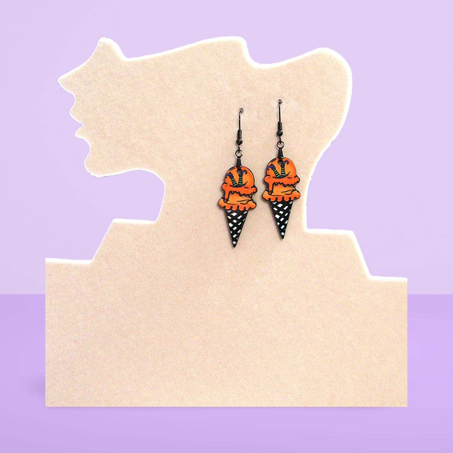 Ice Cream Cone Shaped Sublimated Earrings 1.5 inch