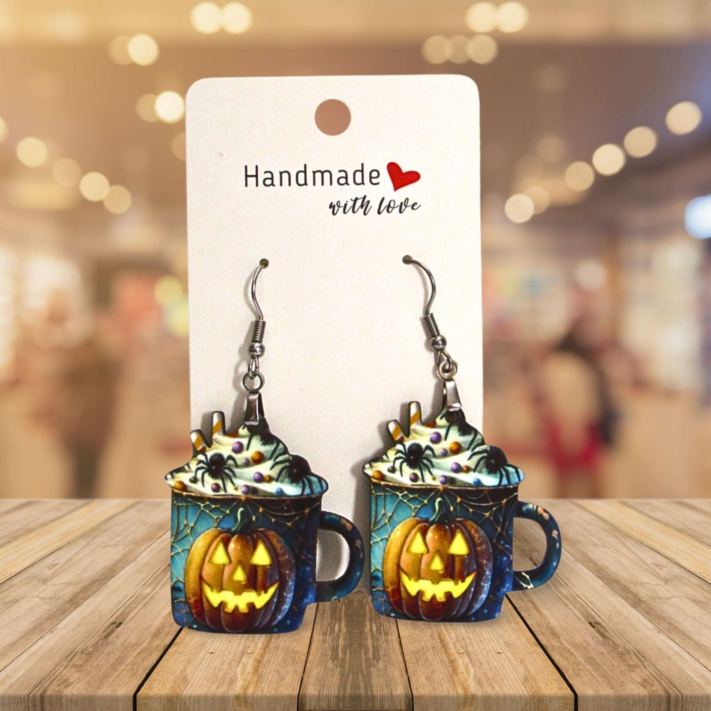 Latte Mug Shaped Sublimated Earrings 1.5 inch MDF