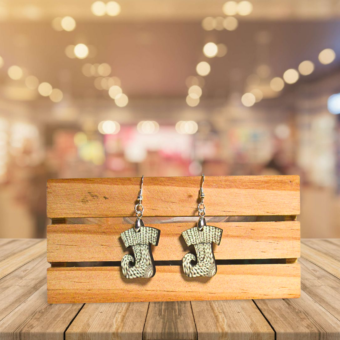 Elf Stocking Shaped Sublimated Earrings 1 inch