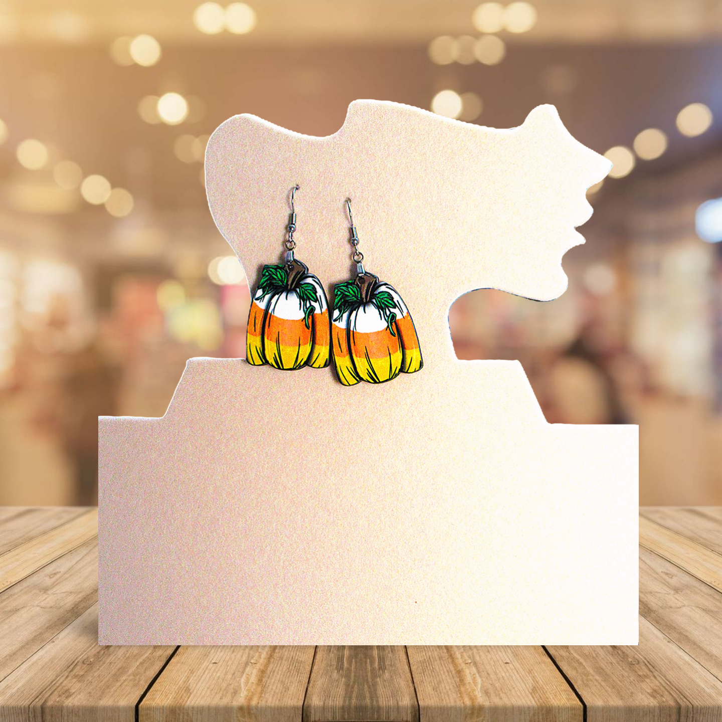 Tall Pumpkin Shaped Sublimated Earrings 1.5 inch