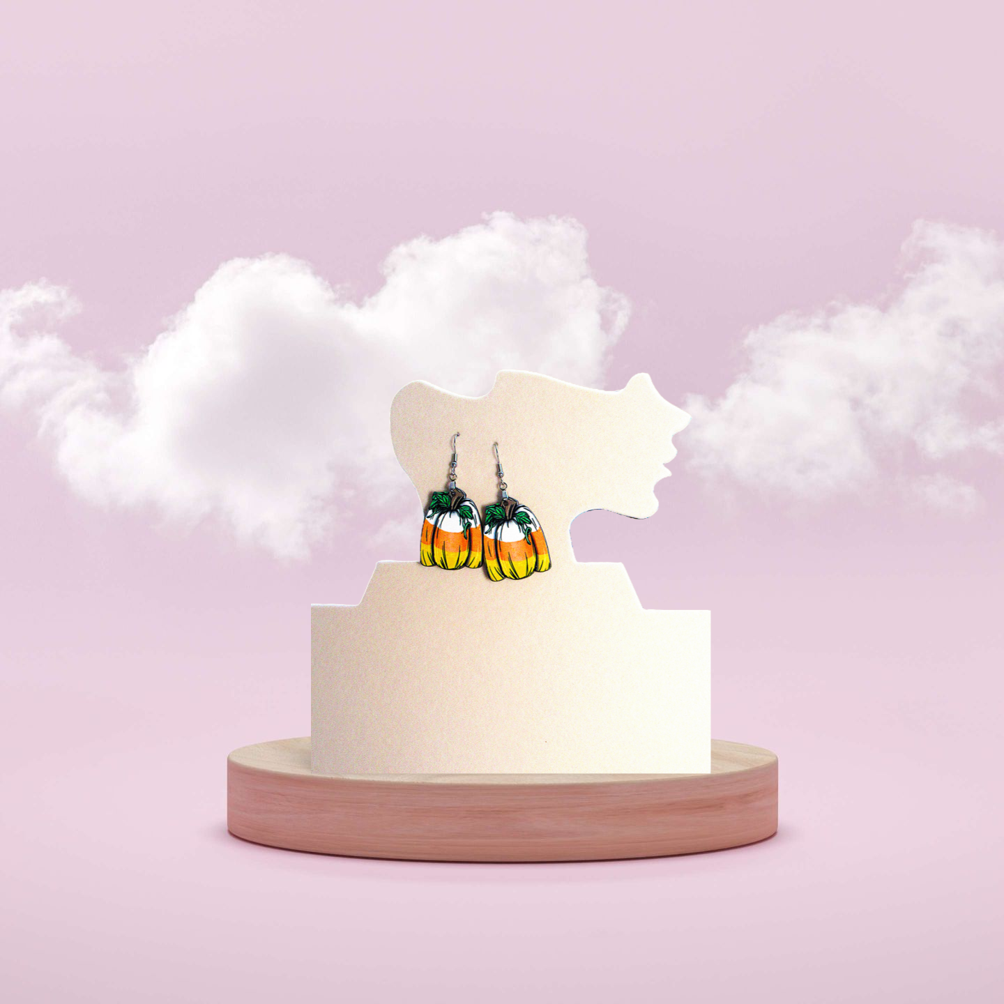 Tall Pumpkin Shaped Sublimated Earrings 1.5 inch