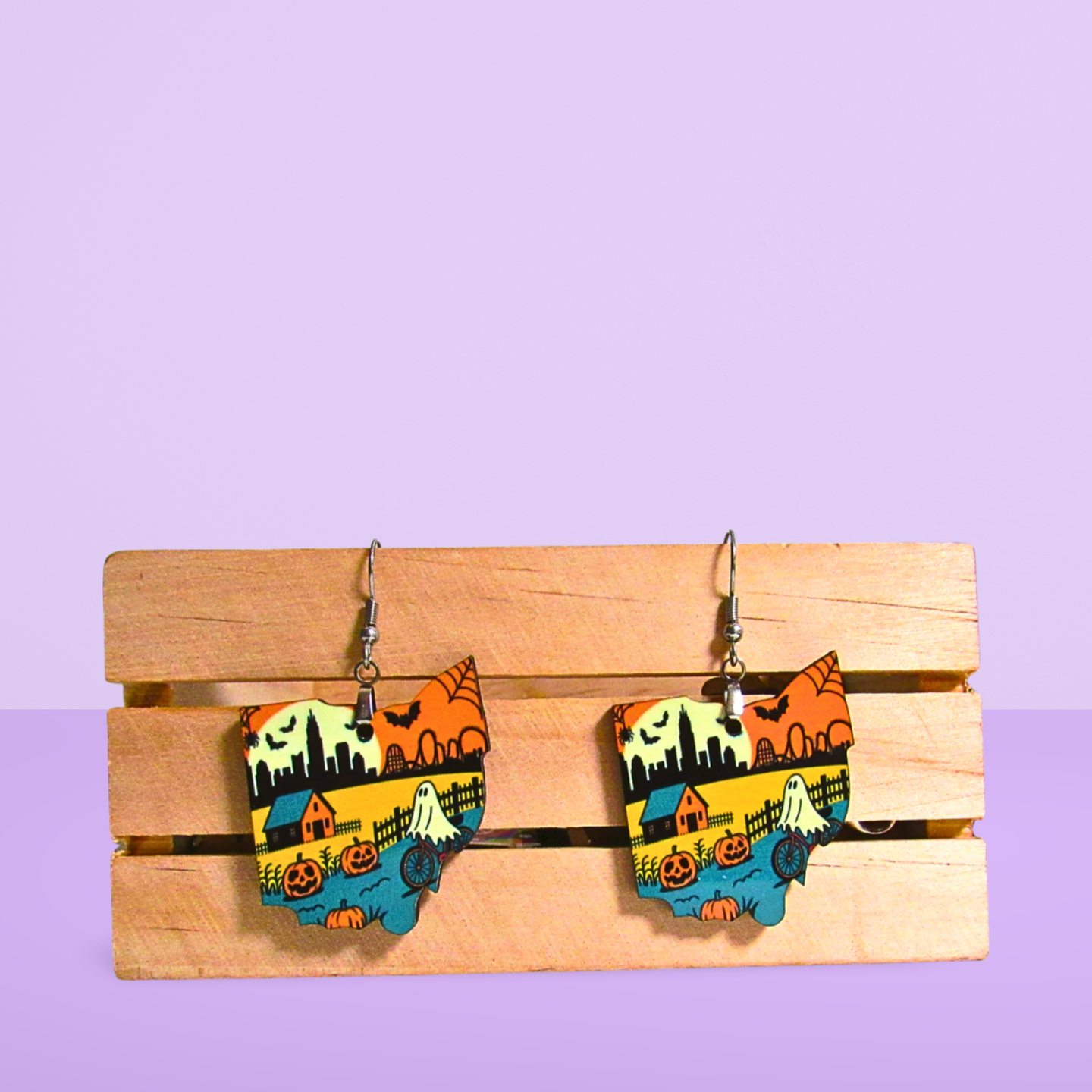 Ohio Shaped Sublimated Earrings