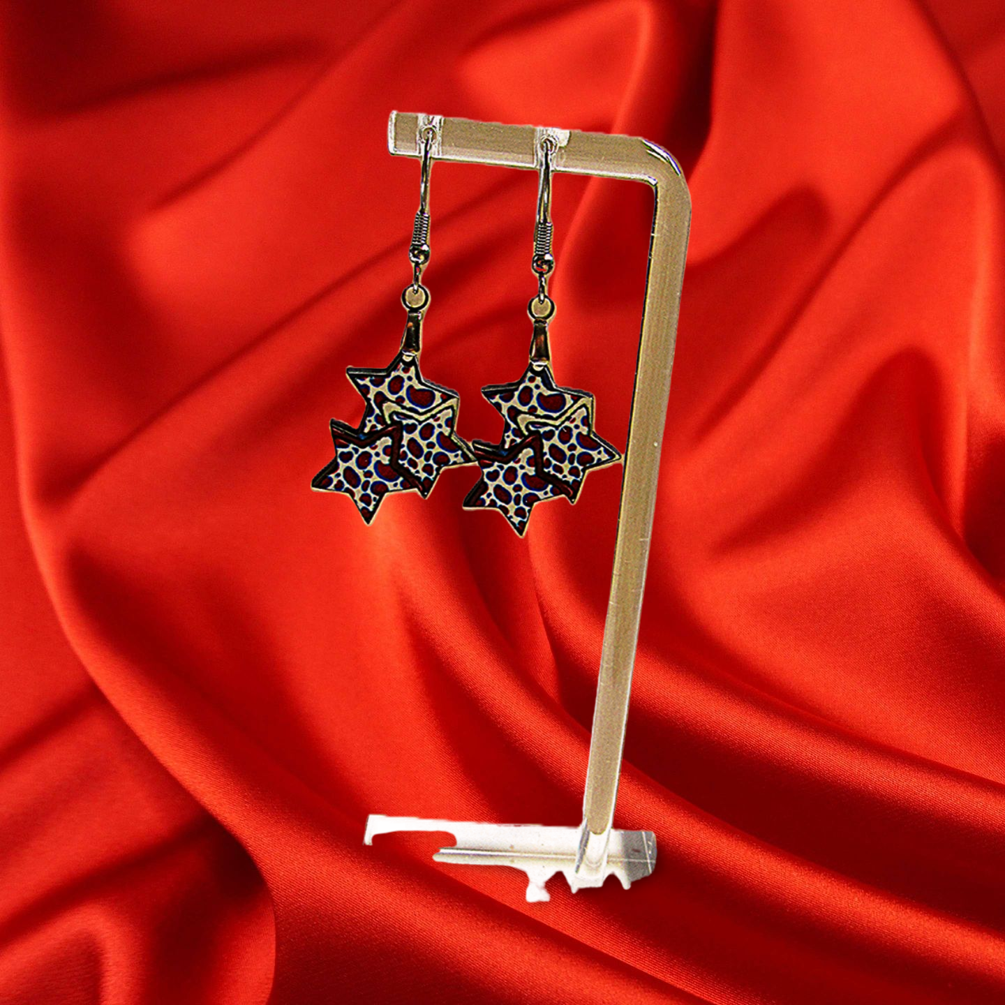 Triple Star Shaped Sublimated Earrings 1 in.