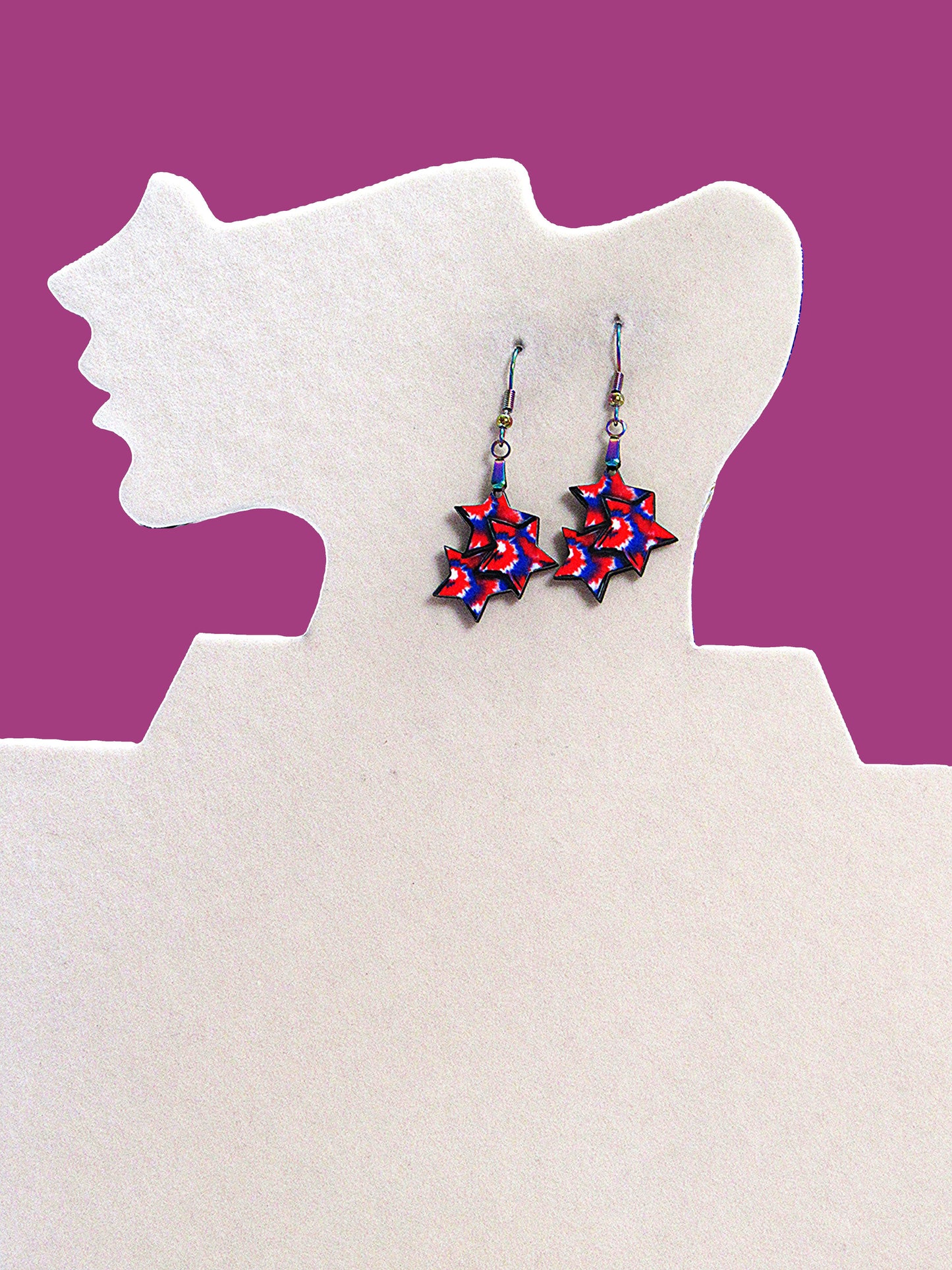 Triple StarShaped Sublimated Earrings 1 inch