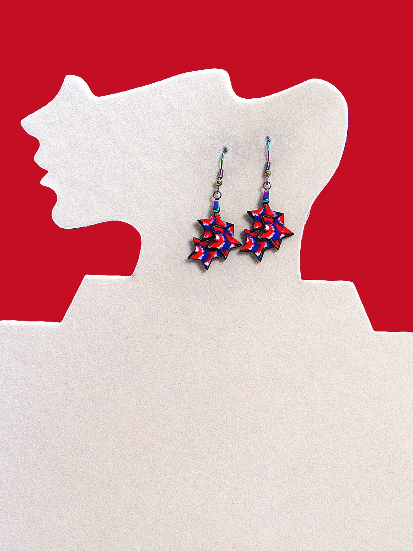 Triple StarShaped Sublimated Earrings 1 inch