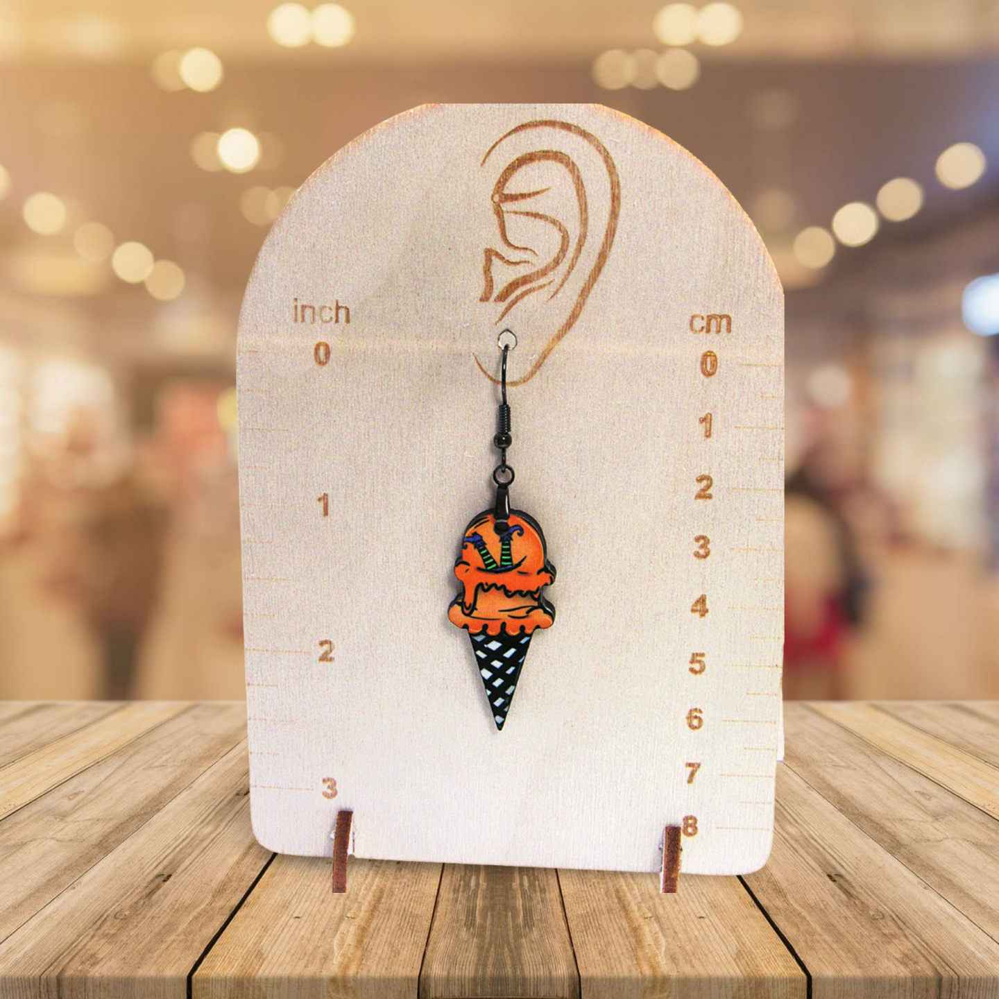 Ice Cream Cone Shaped Sublimated Earrings 1.5 inch