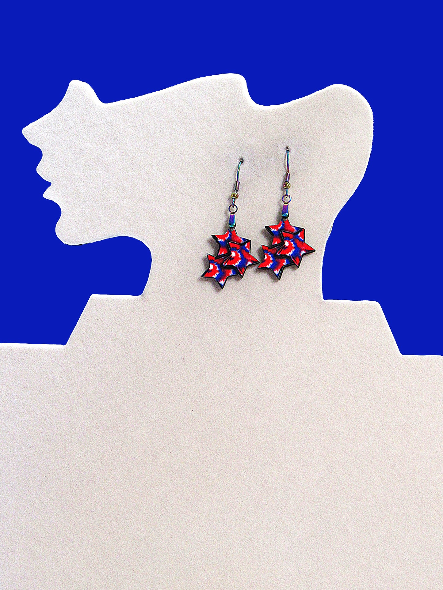 Triple StarShaped Sublimated Earrings 1 inch