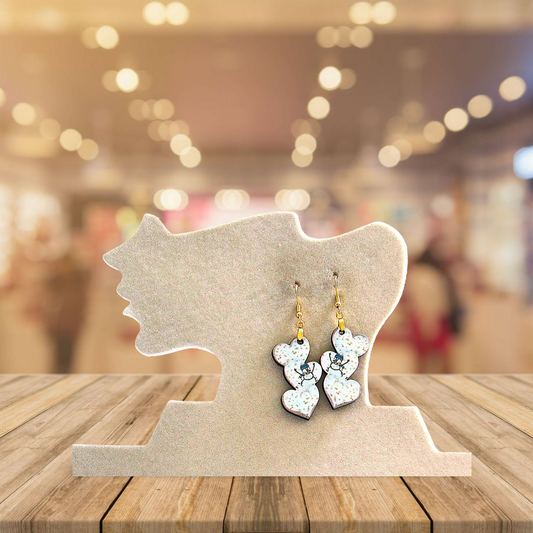 Triple Heart Shaped Sublimated Earrings