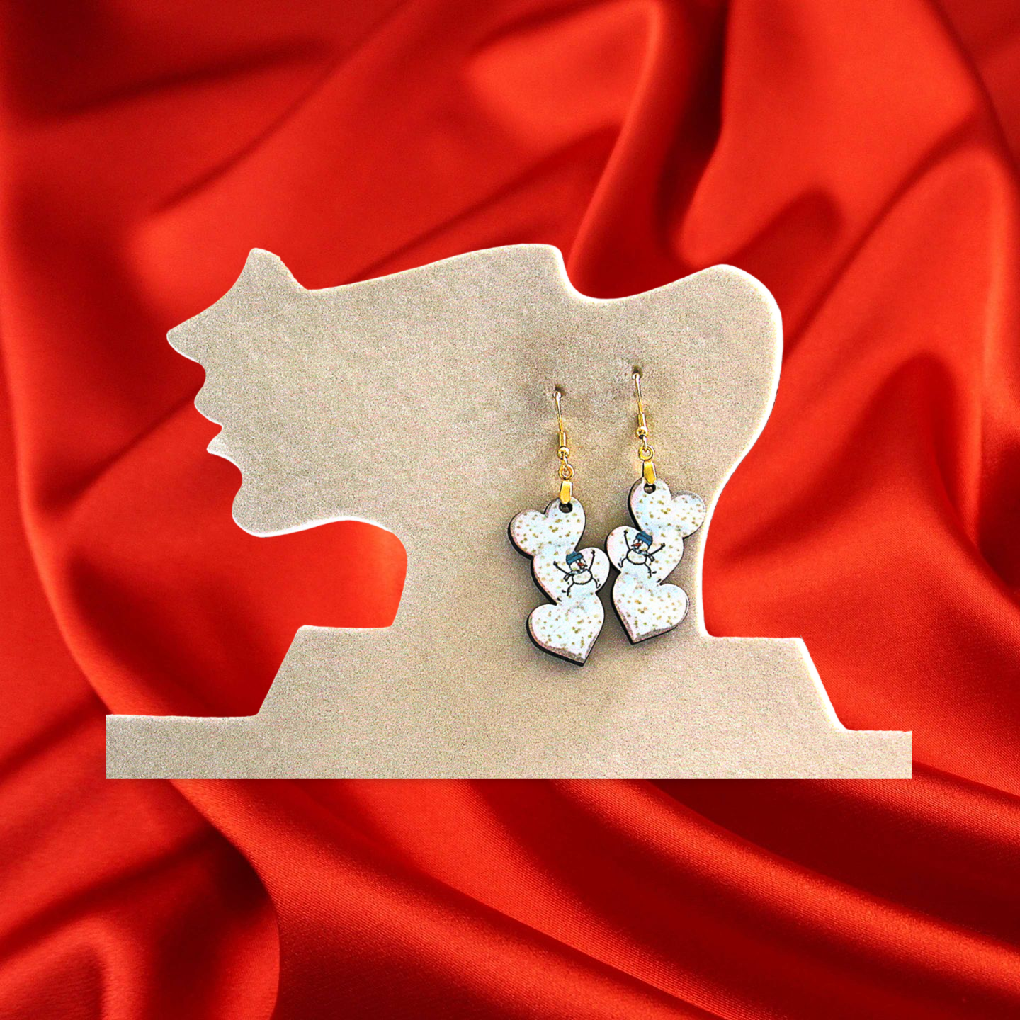 Triple Heart Shaped Sublimated Earrings