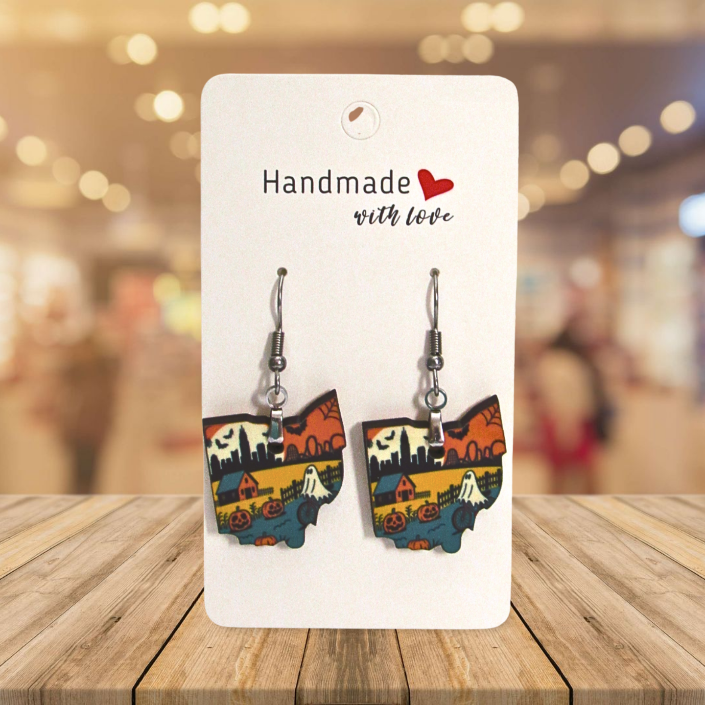 Ohio Shaped Sublimated Earrings 1 inch
