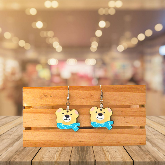 Polar Bear Head Shaped Sublimated Earrings