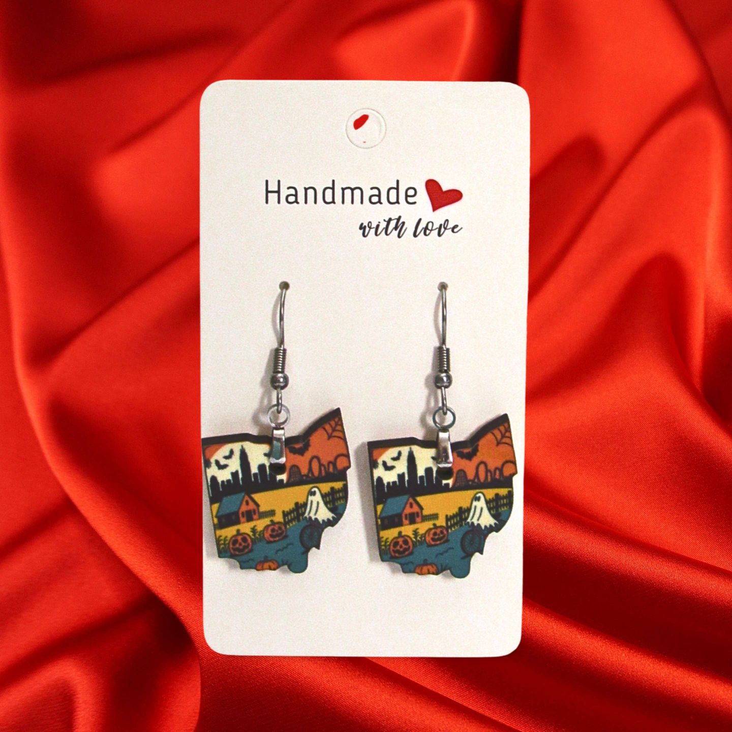 Ohio Shaped Sublimated Earrings 1 inch