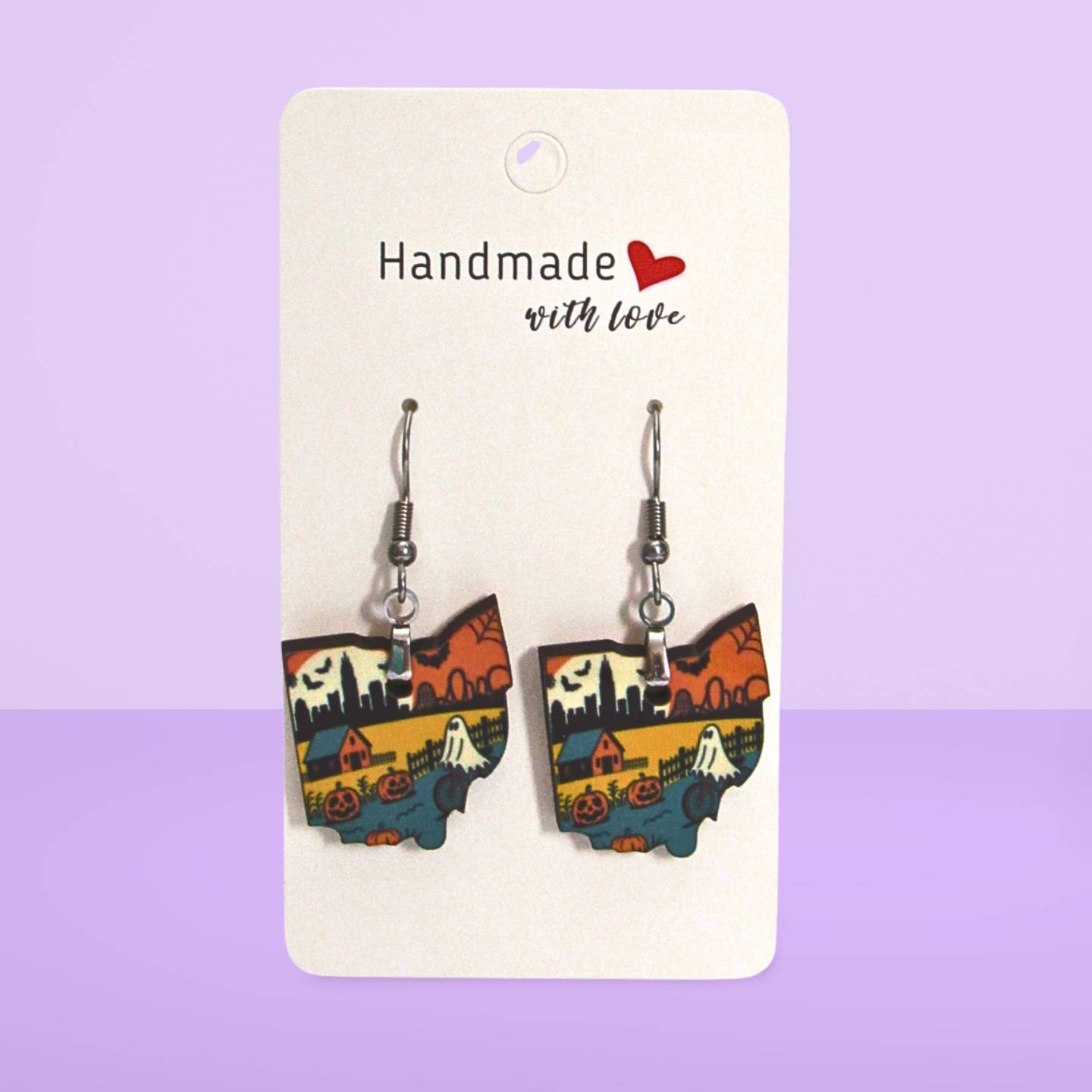 Ohio Shaped Sublimated Earrings 1 inch