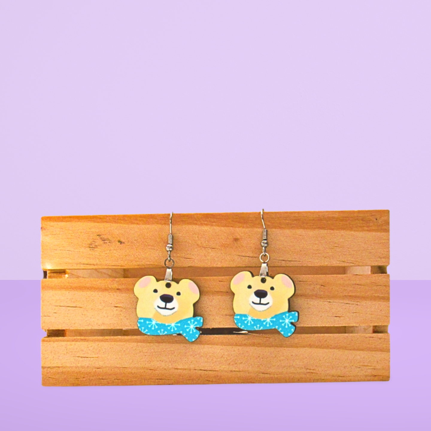 Polar Bear Head Shaped Sublimated Earrings