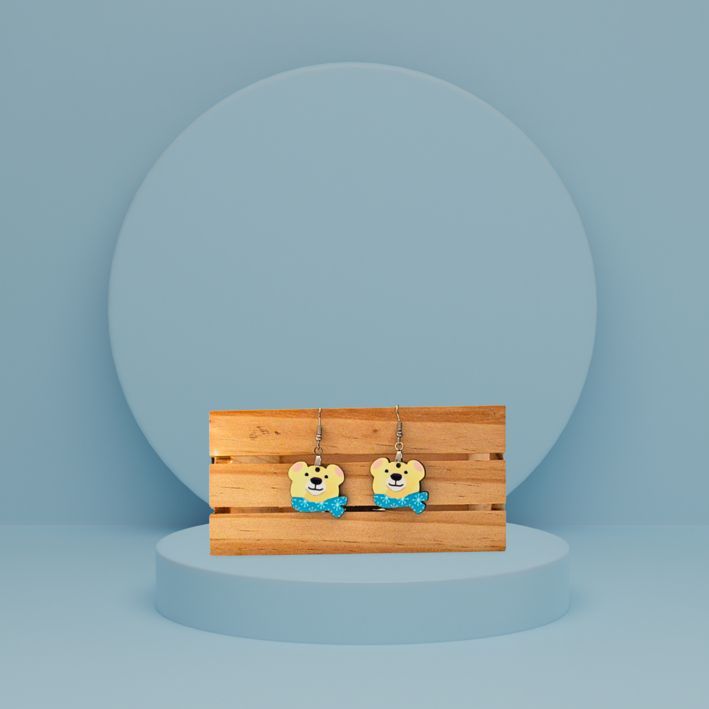 Polar Bear Head Shaped Sublimated Earrings