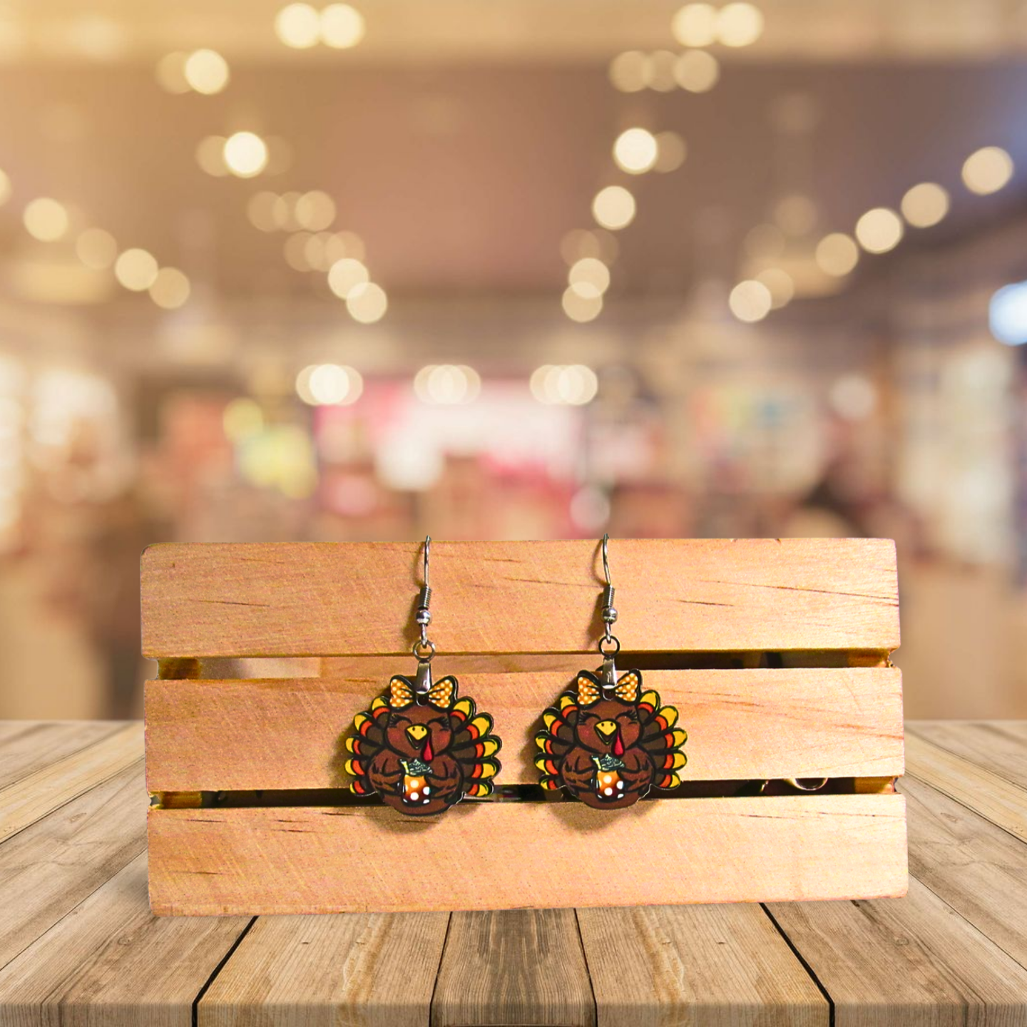 Turkey with Bow Shaped Sublimated Earrings