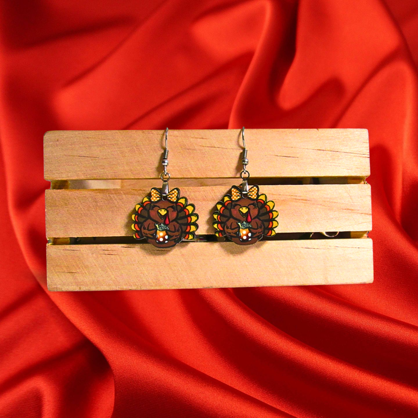 Turkey with Bow Shaped Sublimated Earrings