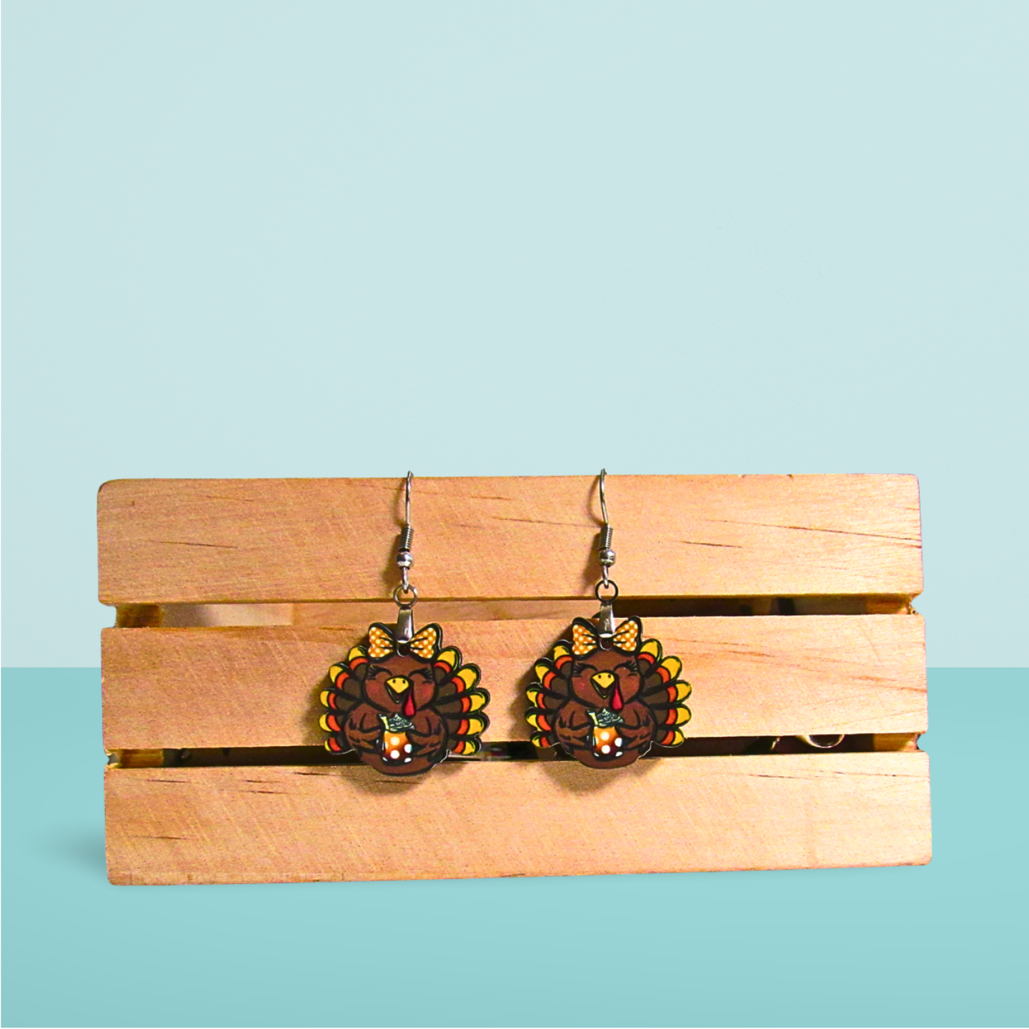 Turkey with Bow Shaped Sublimated Earrings